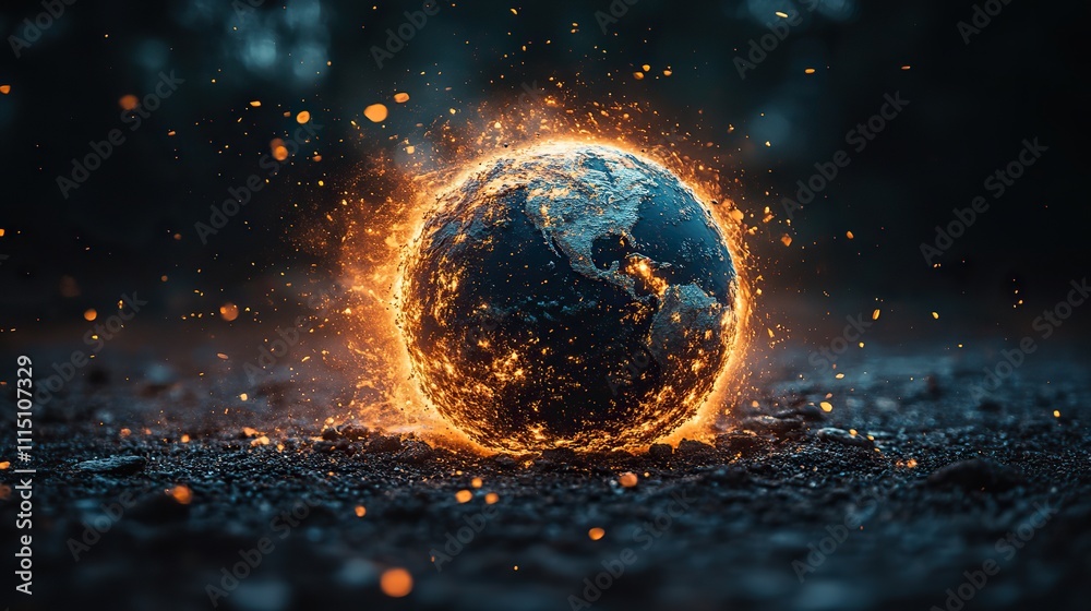 Fototapeta premium The planet is experiencing increasing damage due to global climate change