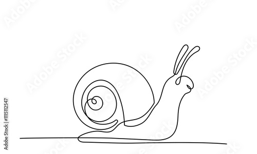 continuous line drawing of garden snail. A single-line snail crawls along the path.
Snail vector design isolated on a white background.
