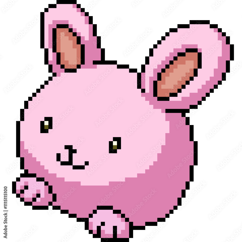 Fototapeta premium pixel art of pink rabbit pillow