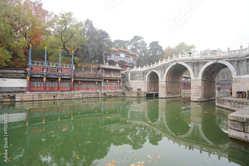 Three hole stone bridge, Suzhou Street, Summer Palace, Beijing photo