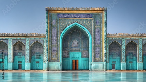 Magnificent Turquoise Mosque Entrance Architectural Detail
