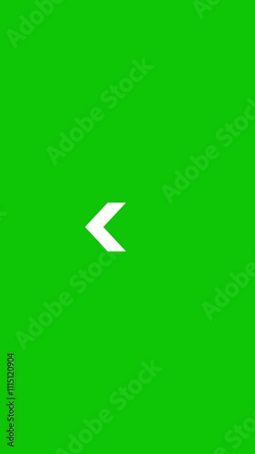 Animation of a white arrow swipe left. Green screen background.