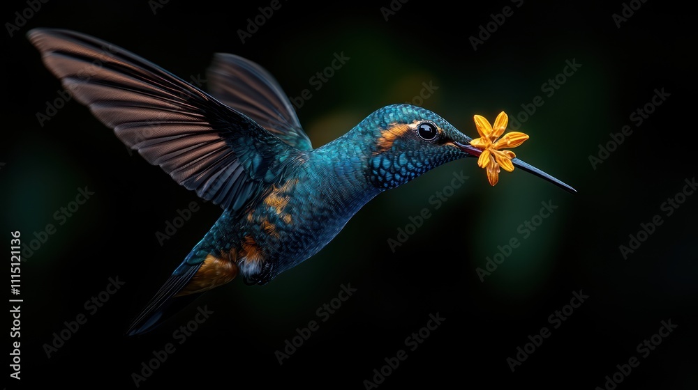 Obraz premium Graceful Hummingbird in Mid-Flight: A Stunning Display of Natural Beauty