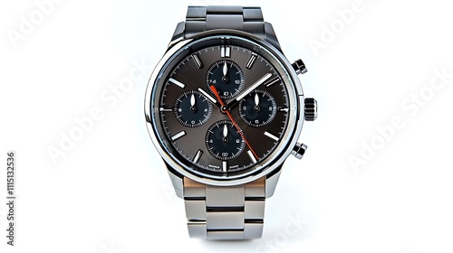 Men s Chronograph Wristwatch Luxury Metal Band Stylish Timepiece Grey Dial Precise Timekeeping photo