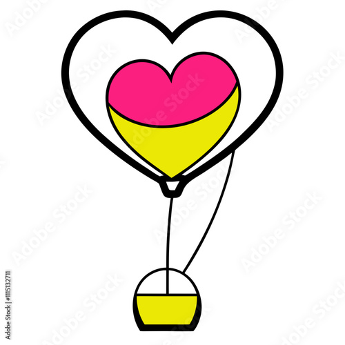 Heart-Shaped Hot Air Balloon Clipart.