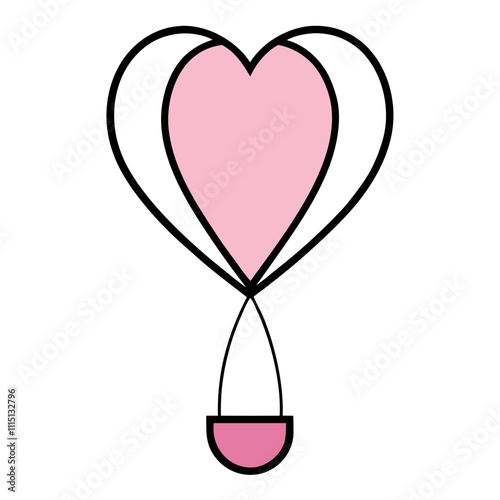 Heart-Shaped Hot Air Balloon Clipart.