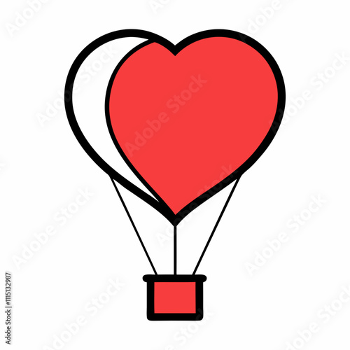 Heart-Shaped Hot Air Balloon Clipart.