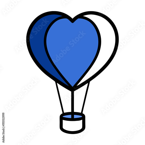 Heart-Shaped Hot Air Balloon Clipart.