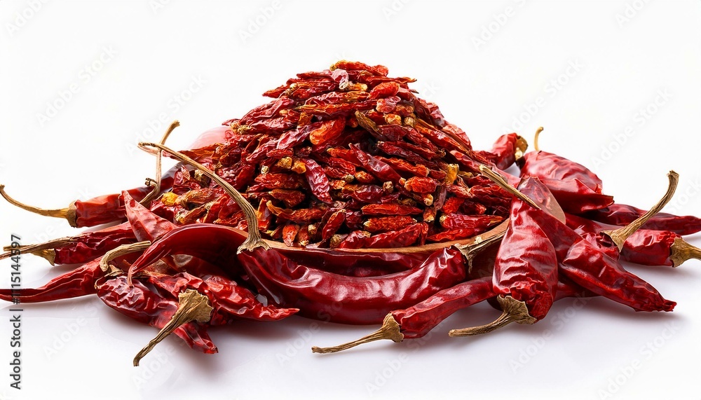 Fototapeta premium dry red chili peppers isolated on white background