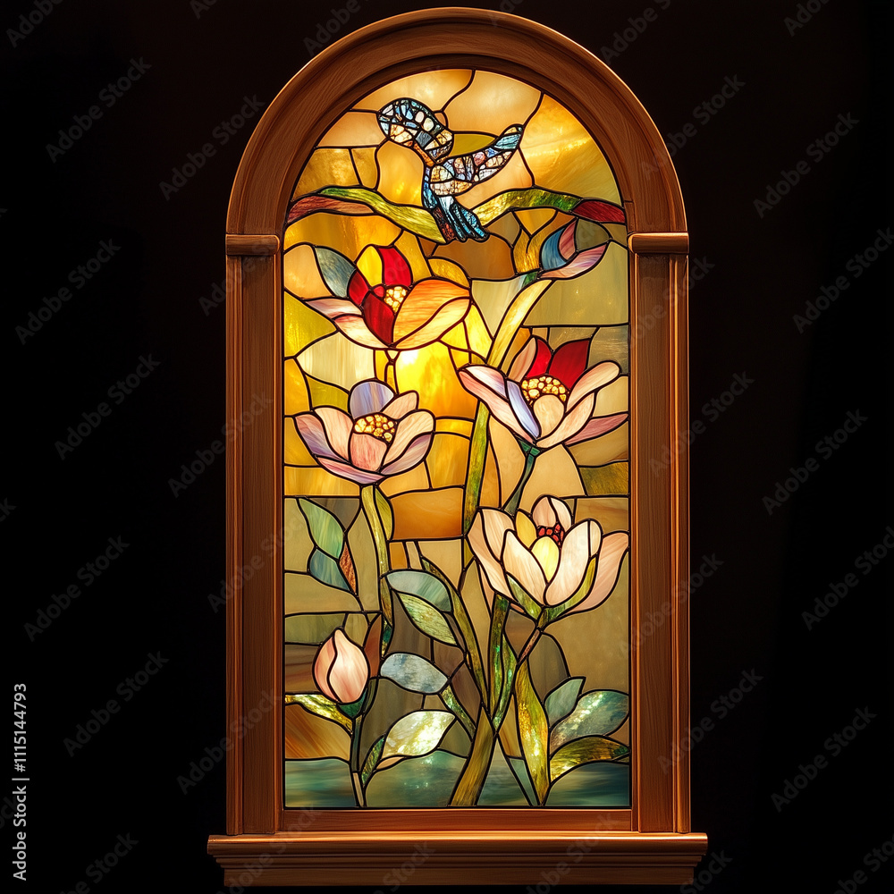 Stained glass windows in the Art Nouveau style for decorating rooms. Stained glass windows in the Art Nouveau style for decorating rooms.