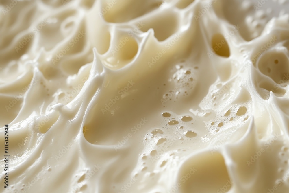Creamy, textured, off-white substance with air bubbles. Ideal for food, beauty, or cosmetic product visuals. Creamy, textured, off-white substance with air bubbles. Ideal for food, beauty, or cosmetic product visuals.