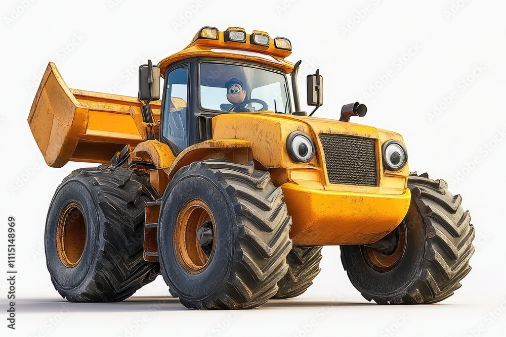 Fototapeta premium Powerful Dumper Truck Drives Loads Efficiently Across Construction Sites