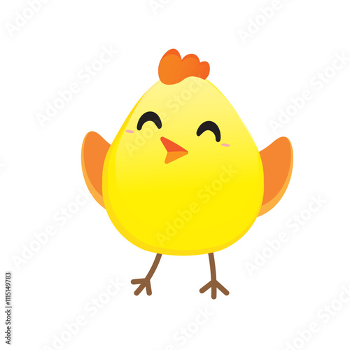 cute yellow chicken vector