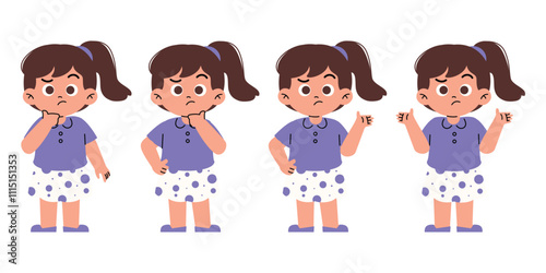 Confused Little Girl Thinking Pensive	

