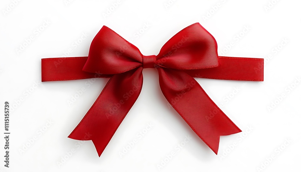 Red ribbon with bow in vector style isolated on white background Red ribbon with bow in vector style isolated on white background