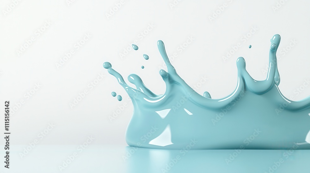 Vibrant Blue Paint Splash on Smooth Surface with Dynamic Water Drops Vibrant Blue Paint Splash on Smooth Surface with Dynamic Water Drops