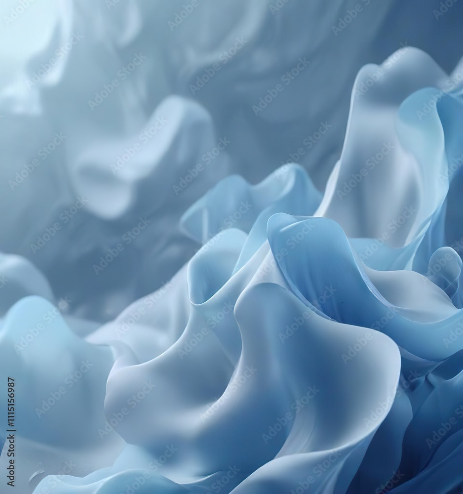 Obraz premium Softly fading abstract shapes in a serene blue haze pattern, dreamy effect, atmospheric photography, subtle texture, blurred abstract soft blue background, gentle gradient
