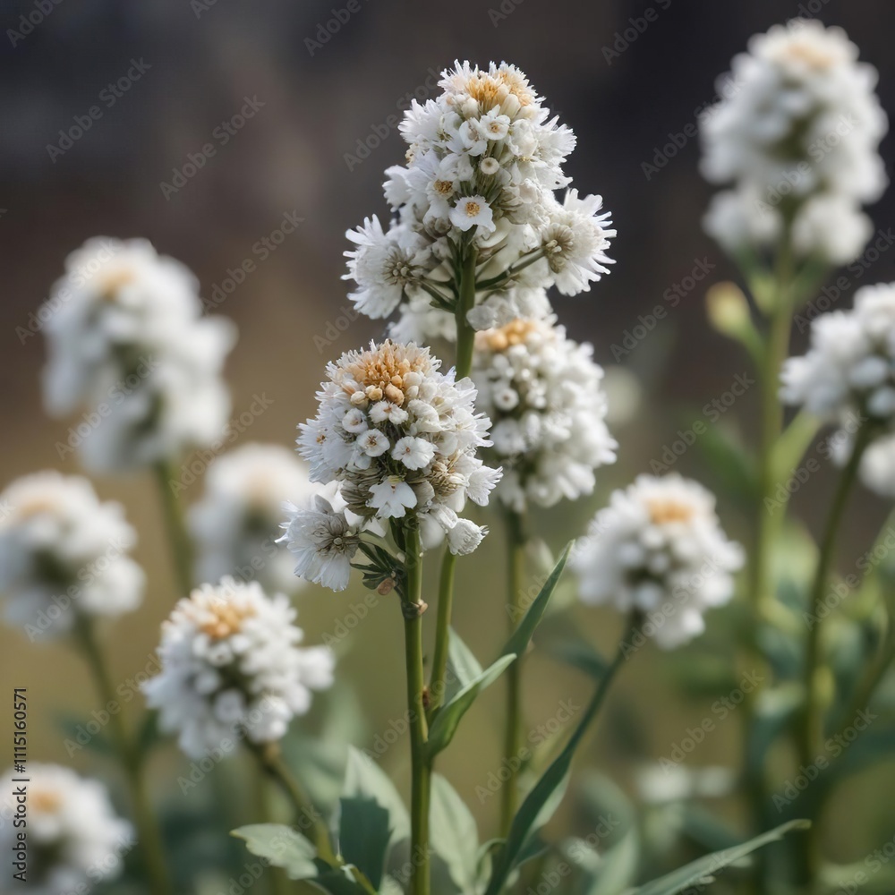 Detail of Western Pearly Everlasting flower buds , anaphalis margaritacea, evergreen perennial Detail of Western Pearly Everlasting flower buds , anaphalis margaritacea, evergreen perennial