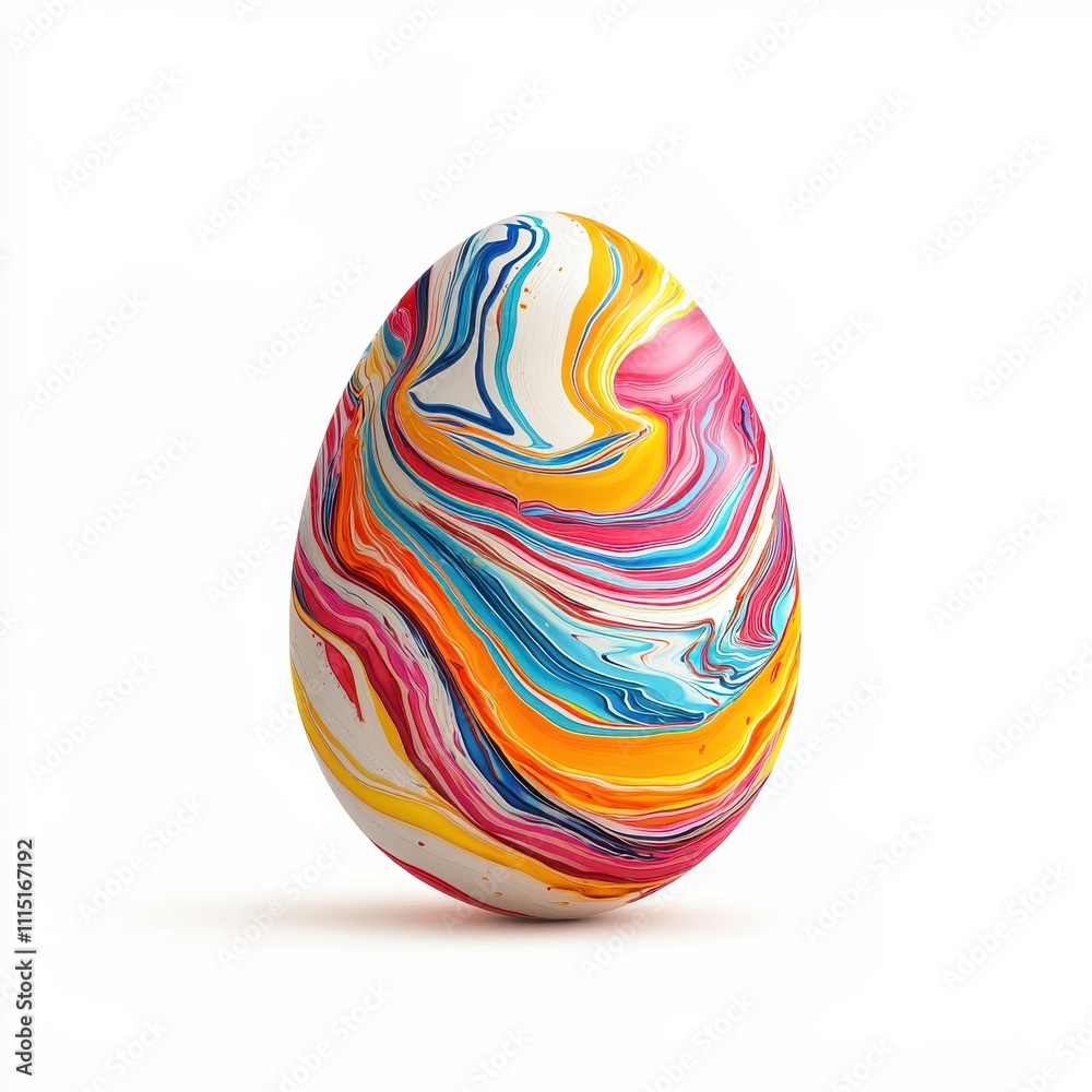 Colorful Swirling Marble Effect on Abstract Easter Egg Design
