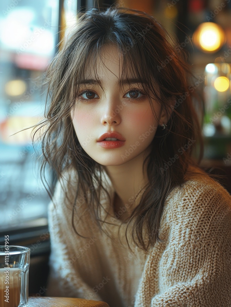 Obraz premium Young Japanese Woman with Stunning Eyelashes