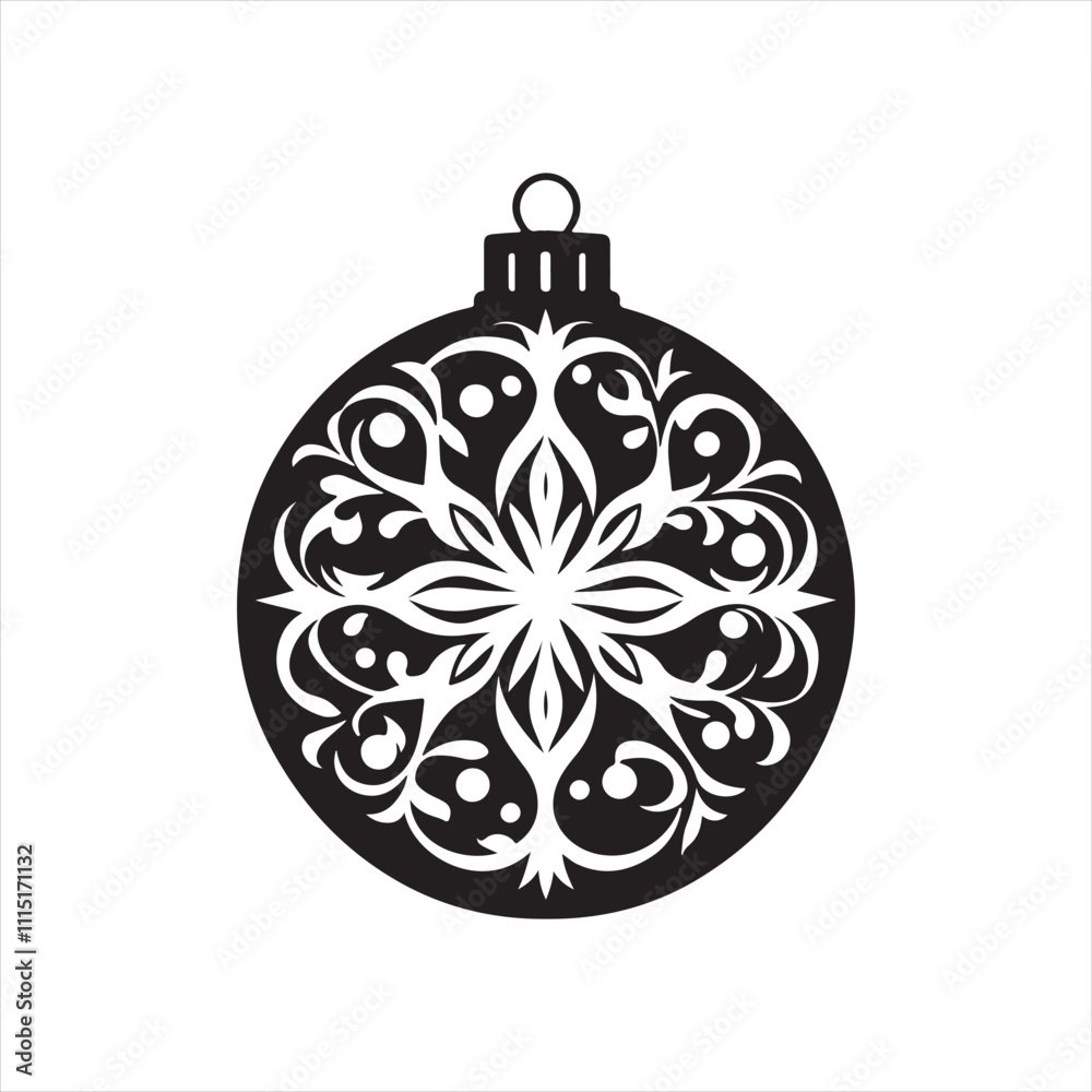 Fototapeta premium Christmas ball silhouette vector icon design whit a white background.