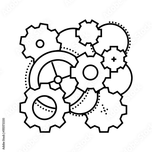 clockwork mechanism steampunk vintage line icon vector. clockwork mechanism steampunk vintage sign. isolated contour symbol black illustration