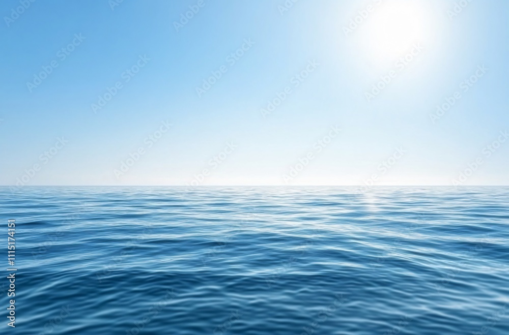 Obraz premium A vast and tranquil ocean stretching to the horizon, capturing the endless beauty of the Pacific or Atlantic, creating a perfect wallpaper with negative space for travel and commercial backgrounds.