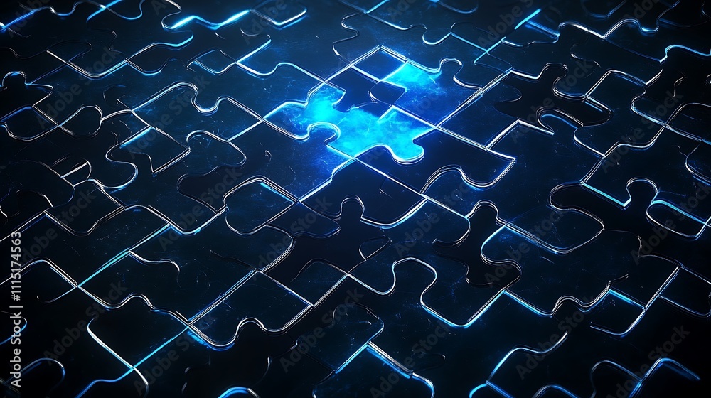 Fototapeta premium Puzzle completion concept digital background graphic design abstract