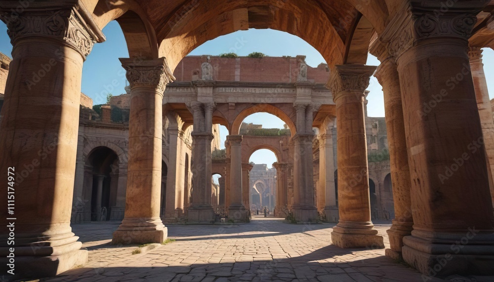 Fototapeta premium Archway entrance to the Colosseum with Doric columns, doric, archway