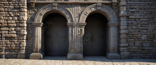 An ancient stone doorframe with a partially visible arch above, Norfolk, Felbrigg, gateway photo