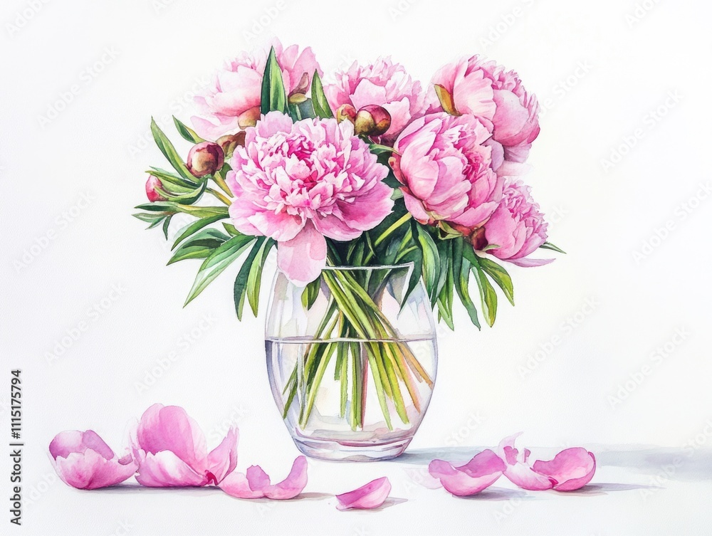 Obraz premium Pink flowers in glass vase