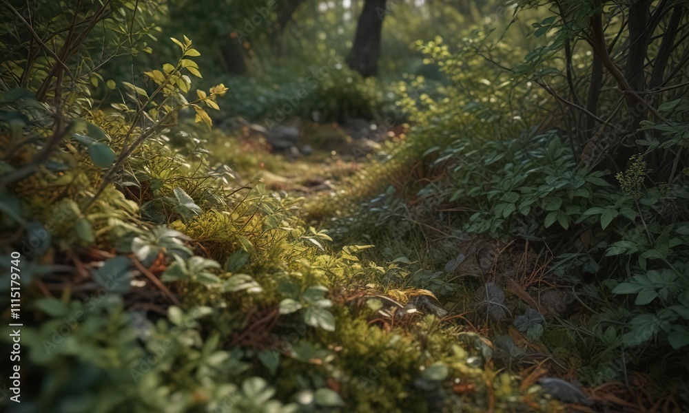 A carpet of leaves and twigs surrounds an anthill in a dense thicket of brambles, anthill, nature scenery A carpet of leaves and twigs surrounds an anthill in a dense thicket of brambles, anthill, nature scenery