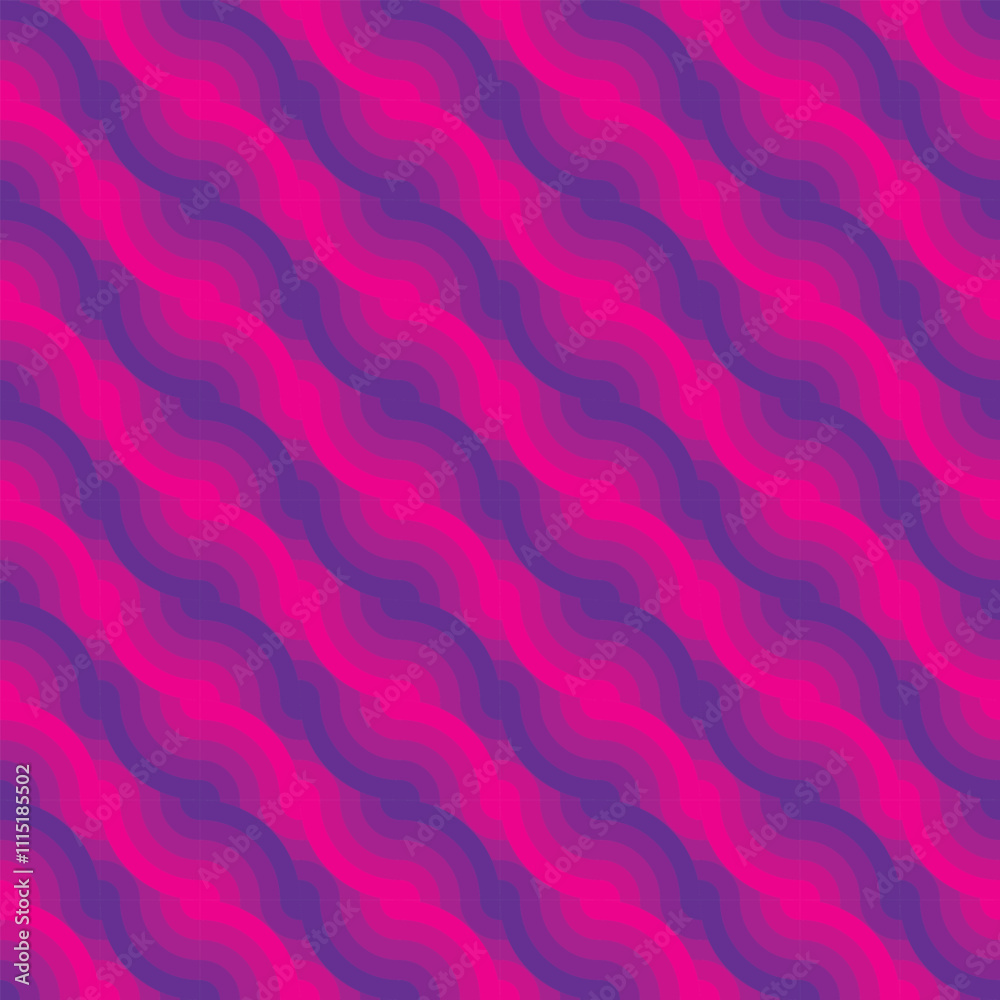 Obraz premium Seamless abstract pattern with wavy lines and layered gradients in vibrant pink and purple hues, creating a dynamic and modern visual effect
