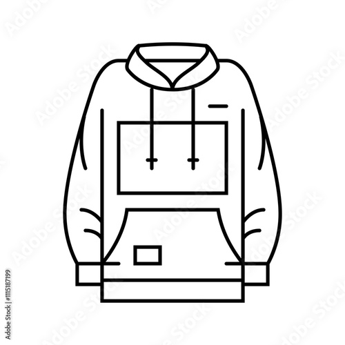 hoodie streetwear cloth fashion line icon vector. hoodie streetwear cloth fashion sign. isolated contour symbol black illustration