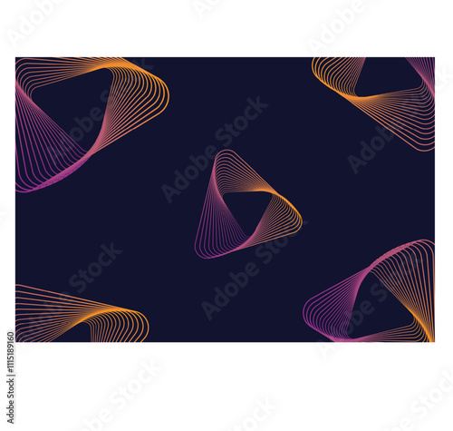 Abstract dark background featuring gradient wavy lines forming triangular patterns 