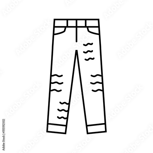 distressed jeans streetwear cloth fashion line icon vector. distressed jeans streetwear cloth fashion sign. isolated contour symbol black illustration