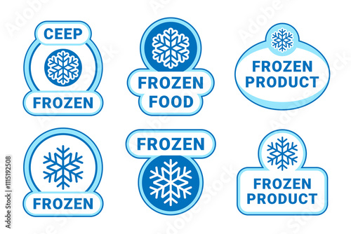 Frozen label icon set. Keep cold product sticker