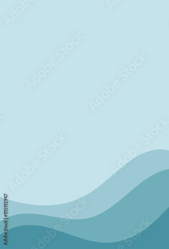 Water Wave Background Design, Abstract Vector Blue Ocean Wallpaper Template