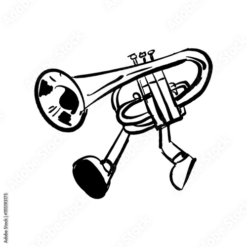Illustration of an vintage trumpet cartoon