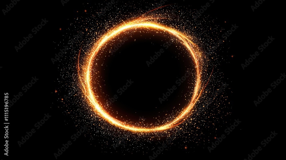 Fototapeta premium A glowing circle of light on a black background