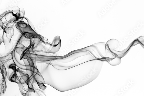 Toxic smoke movement on white background, abstract black ink water