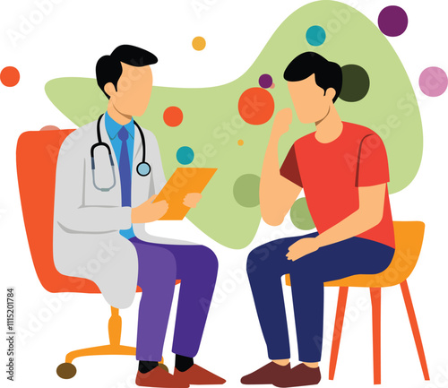 vector illustration of patient interacting with doctor in the hospital