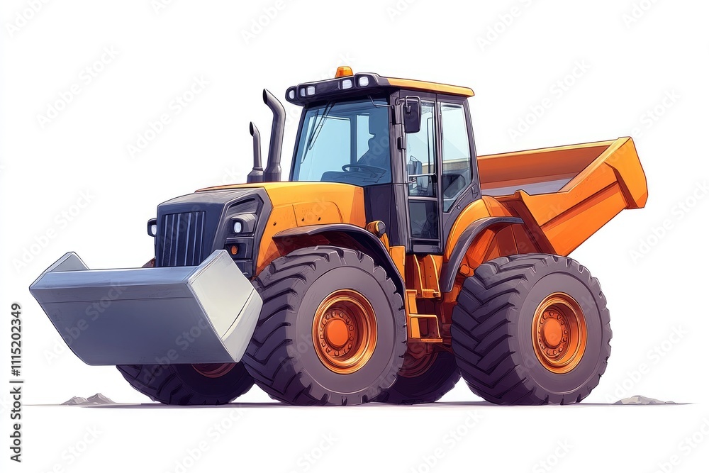 Powerful Orange Wheel Loader Digs Earth Efficiently and Safely in Construction Powerful Orange Wheel Loader Digs Earth Efficiently and Safely in Construction