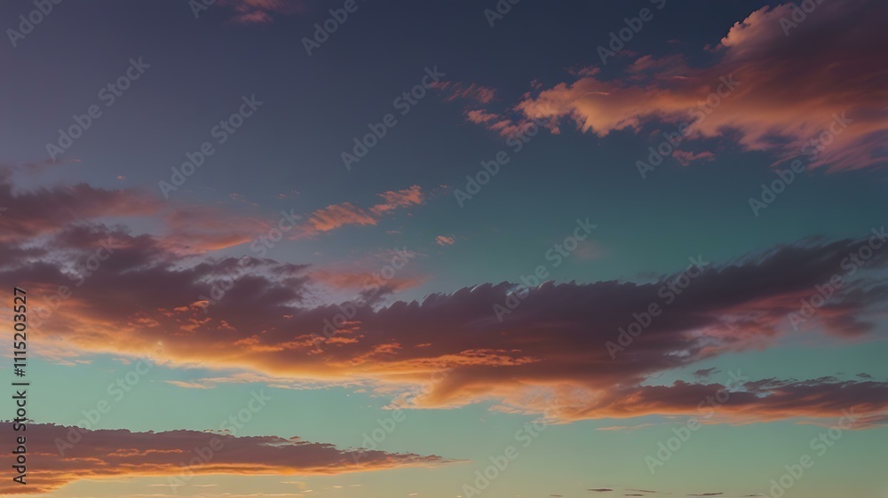Fototapeta premium A deep, warm gradient from orange to purple, with hints of gold, symbolizing the peaceful transition of sunset.