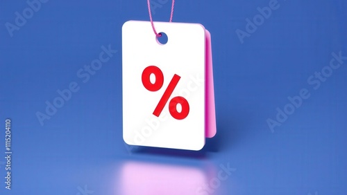 Promote Your Sales with a Striking Blue Background and Red Percentage Sign Price Tag for Online Marketing