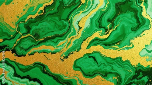Vibrant Green and Gold Abstract Art: Perfect for Wall Decor, Home Office, or Meditation Space