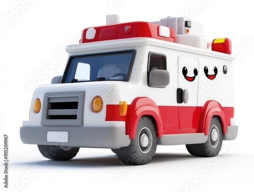 Wallpaper Mural Cartoon Emergency Van Drives Fast Safely, Cheerful Vehicle Illustration, Kid-Friendly Animation Torontodigital.ca