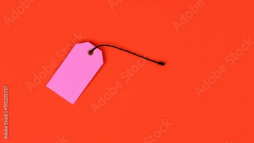 Bright Pink Tag on Vibrant Red Background Perfect for Online Product Display and Marketing