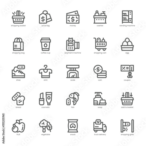 Retail Industry icon pack for your website, mobile, presentation, and logo design. Retail Industry icon outline design. Vector graphics illustration and editable stroke.