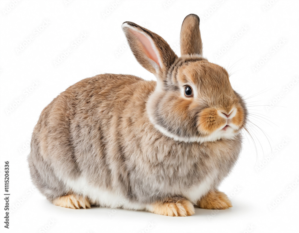 Obraz premium Cute chubby rabbit isolated on white background.